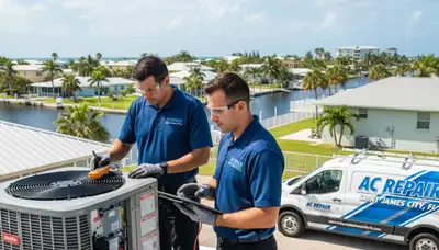 HVAC technician providing professional AC repair service in Naples FL home
