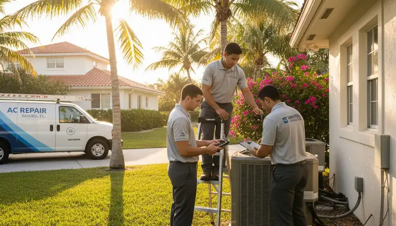 Professional AC repair technician serving residential HVAC systems in Naples, FL